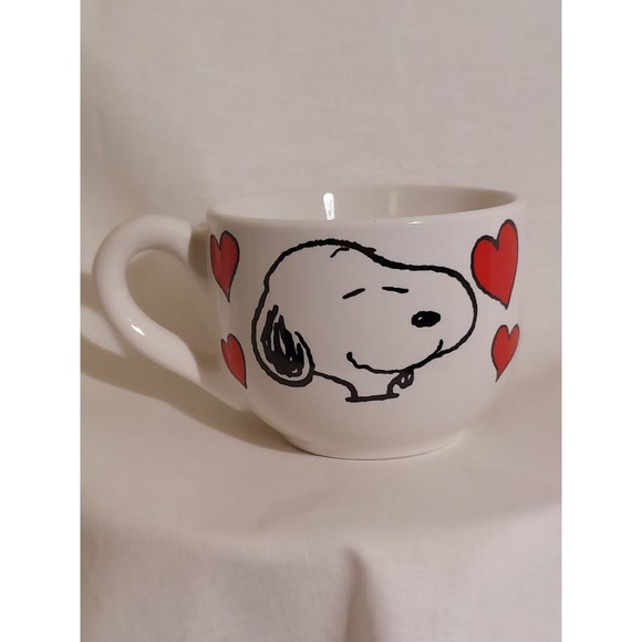 Snoopy And Woodstock Red Hearts Coffee Soup Mug Dan Dee International - Picture 1 of 10